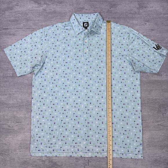 FootJoy University Club Baton Rouge Men's Sz XL Blue AOP Golf Polo Shirt PREPPY - Picture 3 of 13